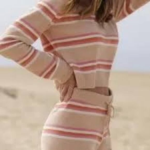 L*SPACE Sun Seeker Striped Chenille Crop Sweater Jumper Size Small? Slouchy Boxy - Picture 1 of 8